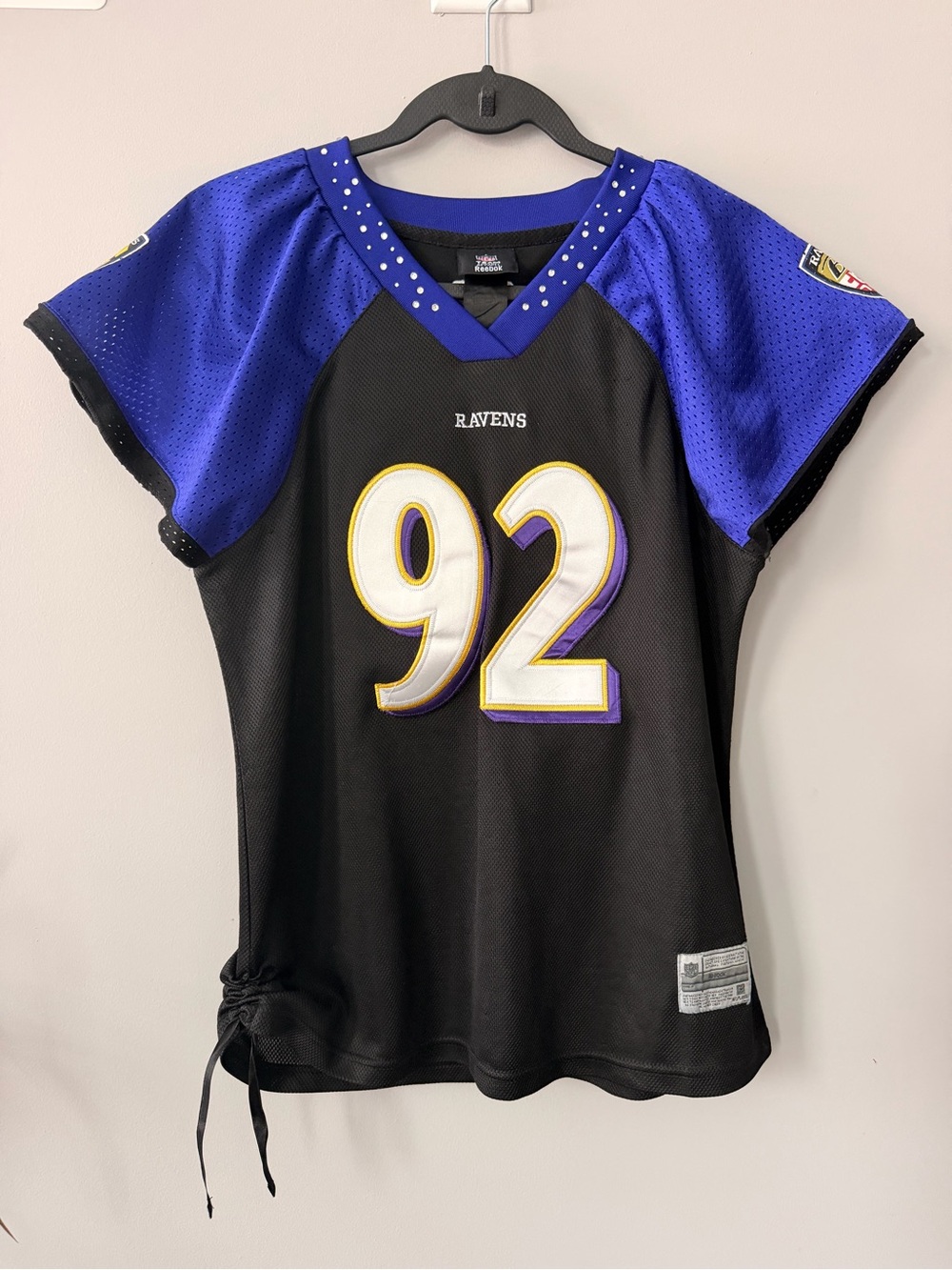 Ravens #92 Women’s Football Jersey in Black & Purple